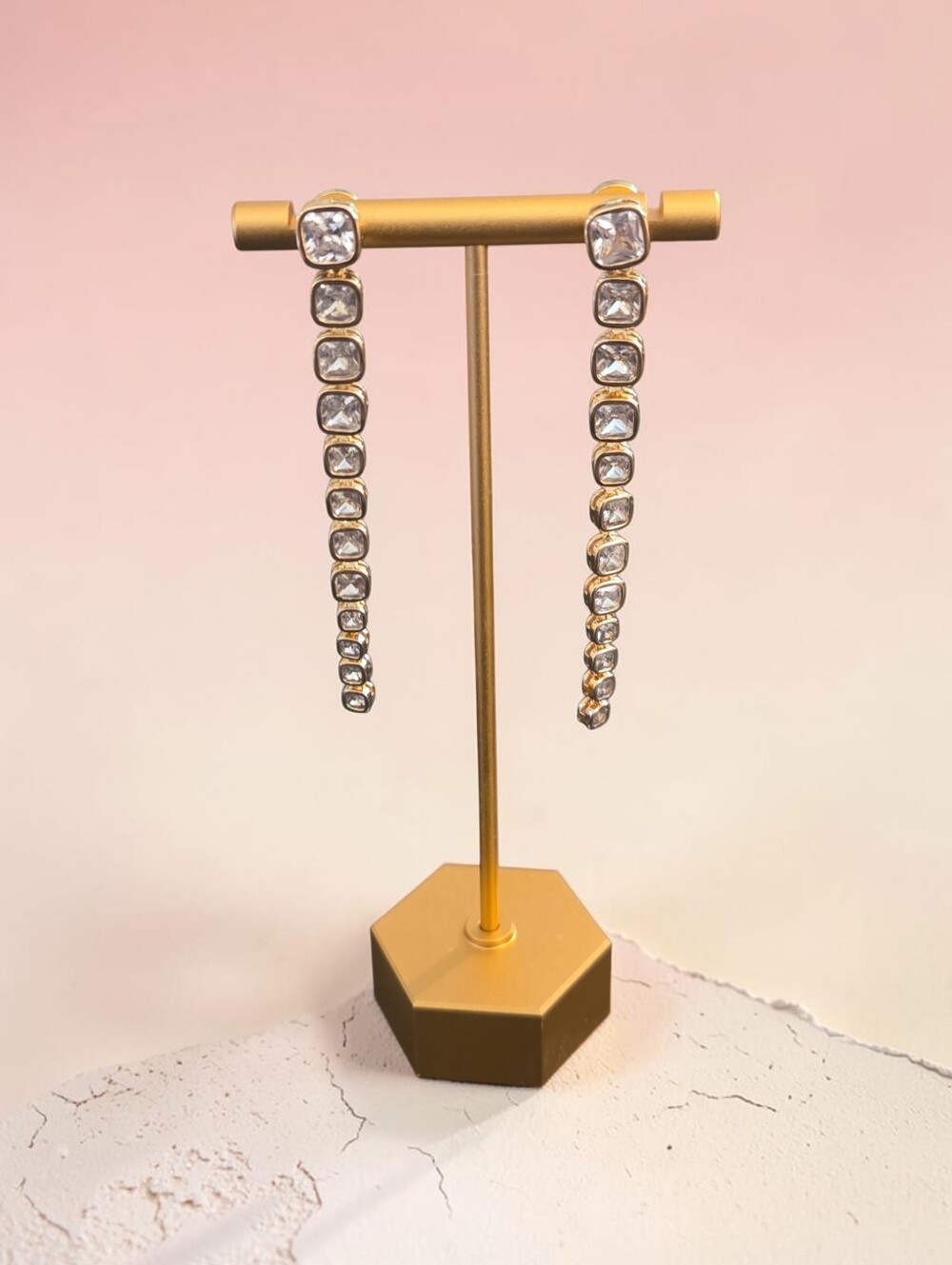 House Of HARLOW NWT Crystal Linear Drop Earrings - Clear Crystal